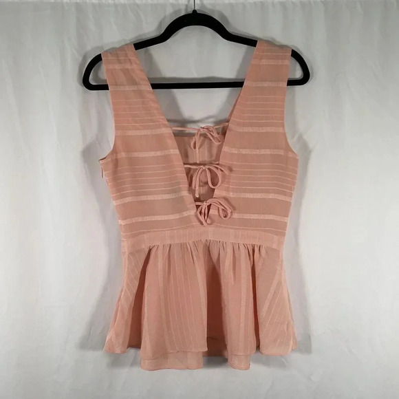 Armani Exchange Blouse Women's Small Pink Sleeveless Vneck Tie Back - Picture 5 of 9